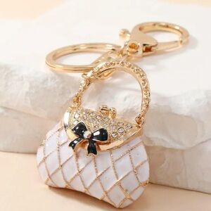 ‼️‼️Bag Charm Shimmering Diamond-Inlaid Metal Keychain, Cute Handbag Design👜👛